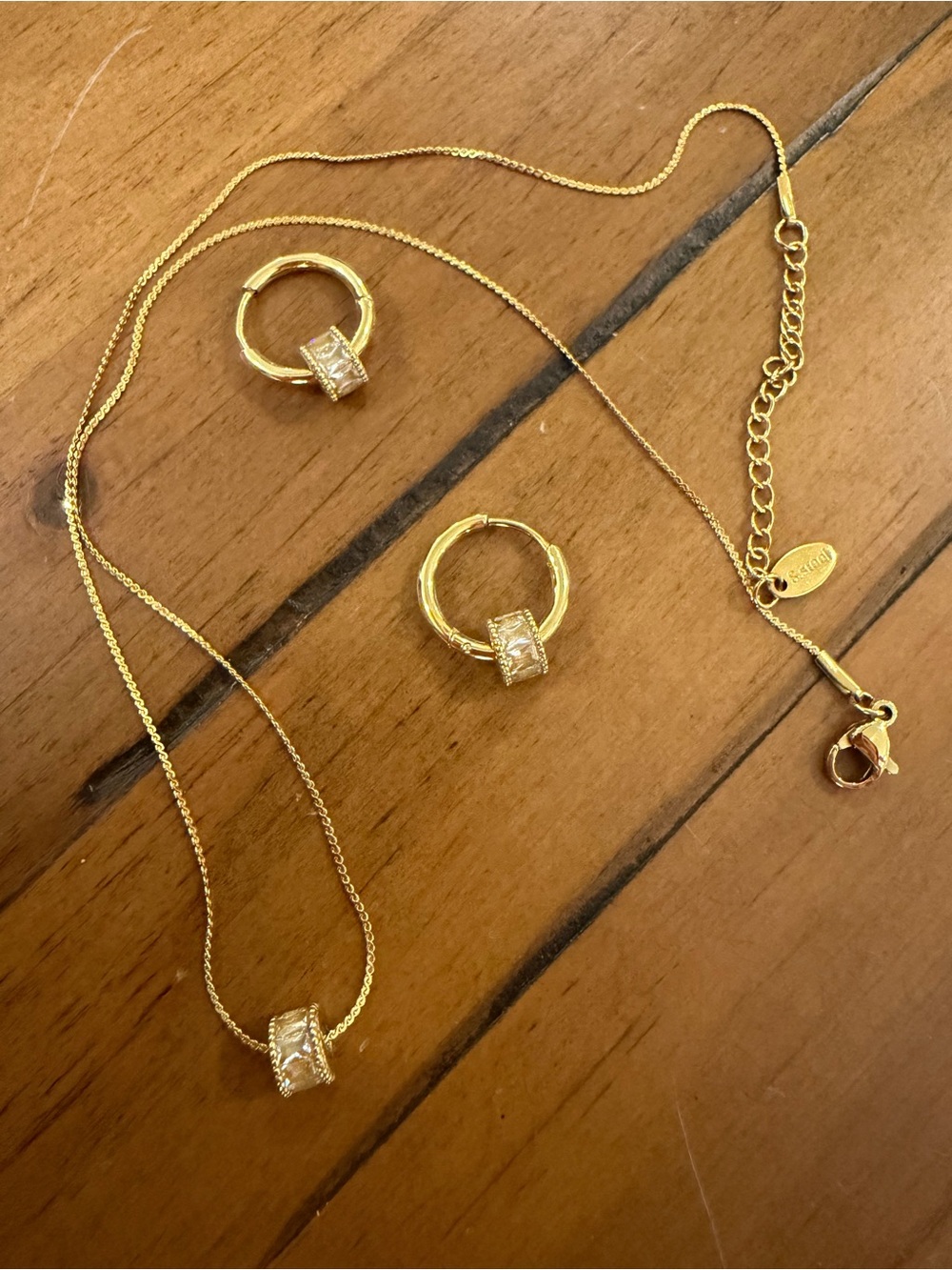 Beautiful Earth 18K Gold Plated Gigi Hoop Earrings and Pendant Necklace Set